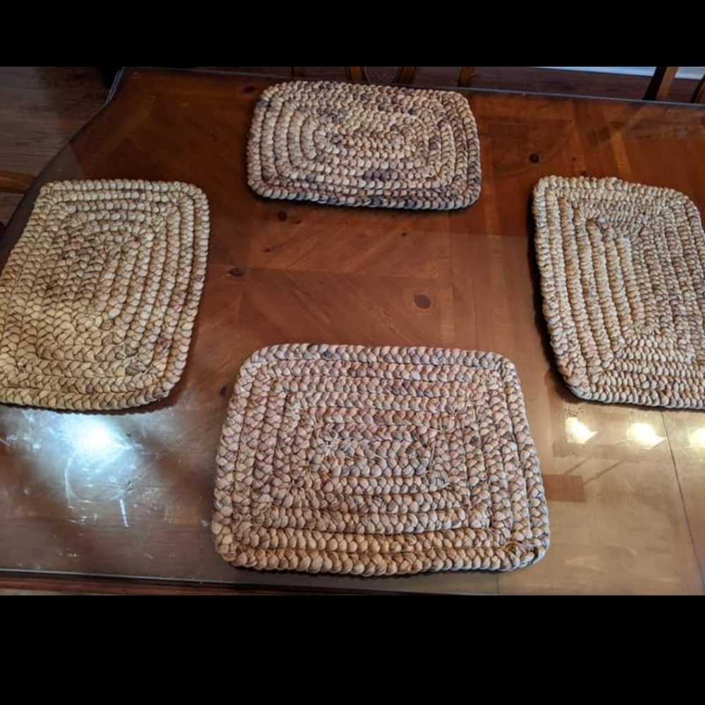 Boho Woven Wicker Hand Made Dining Room Placemats